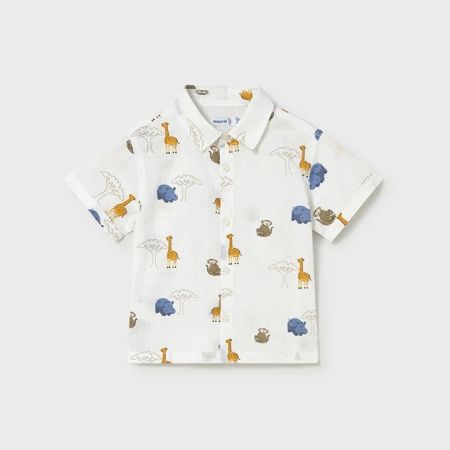 Mayoral - Mayoral Yazlık Erkek Bebek Kısa Kol Gömlek Beyaz