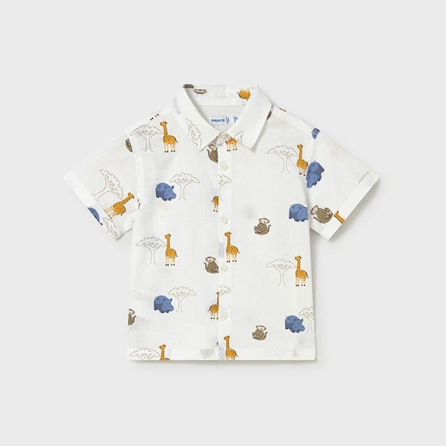 Mayoral Yazlık Erkek Bebek Kısa Kol Gömlek Beyaz