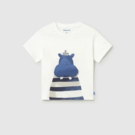 Mayoral - Mayoral Yazlık Erkek Bebek Kısa Kol T-shirt Ekru