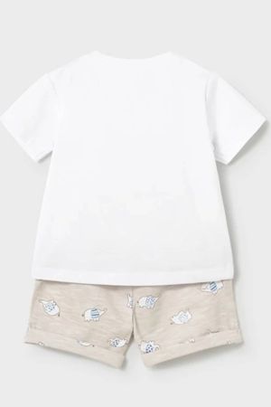 Mayoral Yazlık Erkek Bebek Kısa Kol T-shirt Şort 4'lü Set Mavi - Thumbnail