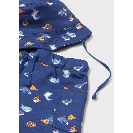 Mayoral Yazlık Erkek Bebek Kısa Kol T-shirt Şort Şapka 3'lü Set Lacivert - Thumbnail