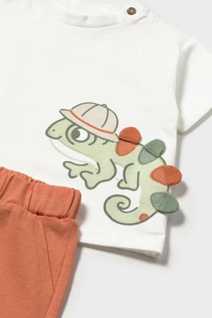 Mayoral Yazlık Erkek Bebek Kısa Kol T-shirt Şort Set Turuncu - Thumbnail