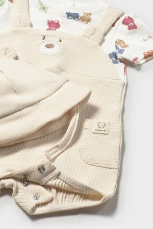 Mayoral Yazlık Erkek Bebek Kısa Tulum Şapka Set Bej - Thumbnail