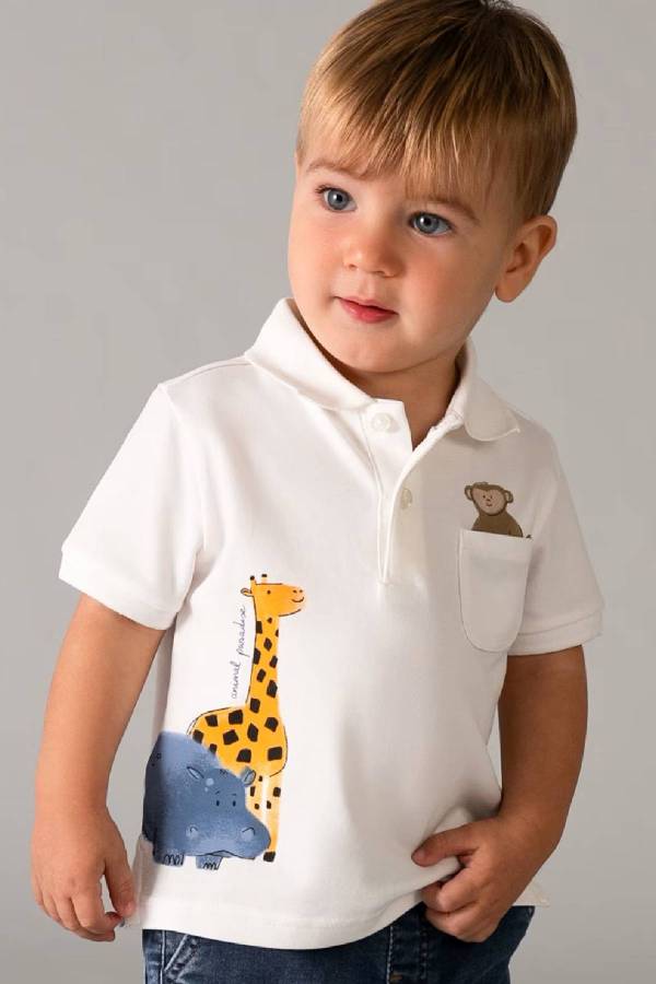 Mayoral Yazlık Erkek Bebek Polo Yaka Desenli T-shrit