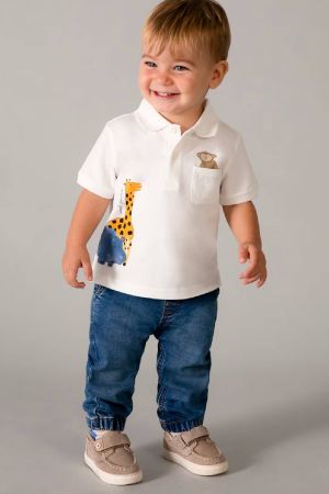 Mayoral Yazlık Erkek Bebek Polo Yaka Desenli T-shrit - Thumbnail