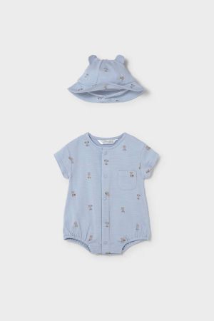 Mayoral - Mayoral Yazlık Erkek Bebek Şapka Şort Tulum Set