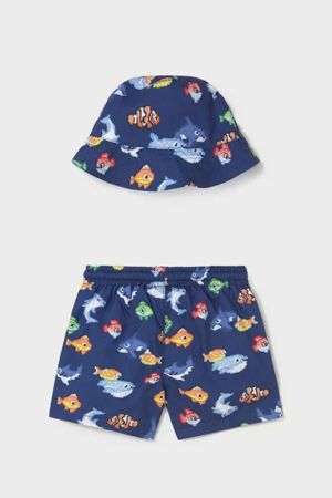 Mayoral - Mayoral Yazlık Erkek Bebek Şort Mayo Şapka Set Lacivert