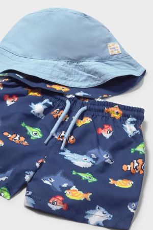 Mayoral Yazlık Erkek Bebek Şort Mayo Şapka Set Lacivert - Thumbnail