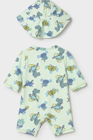 Mayoral Yazlık Erkek Bebek Tulum Mayo Şapka 2'li Set Yeşil - Thumbnail