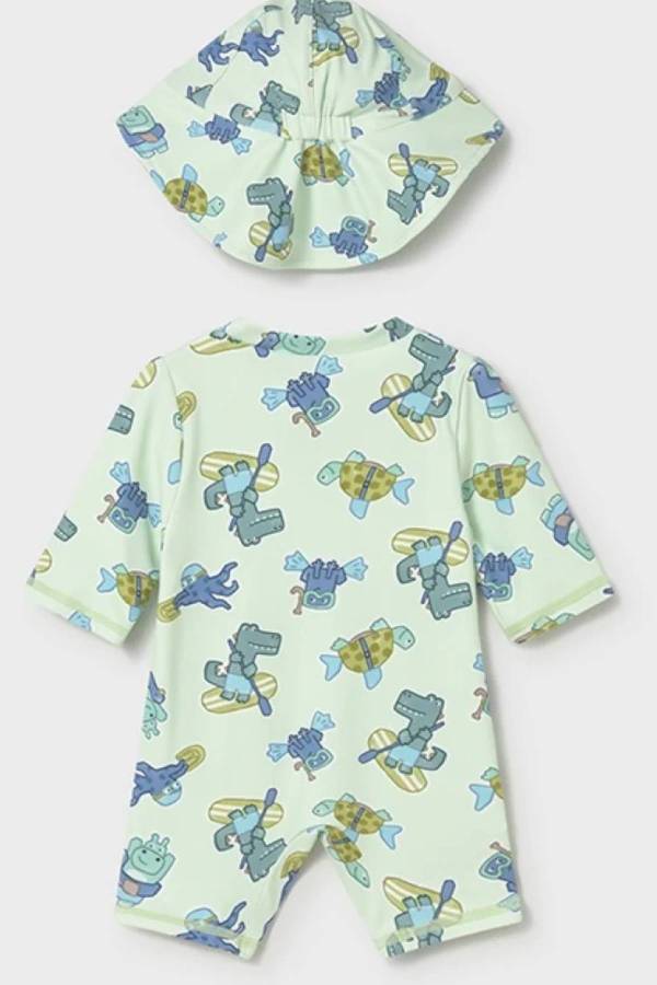 Mayoral Yazlık Erkek Bebek Tulum Mayo Şapka 2'li Set Yeşil