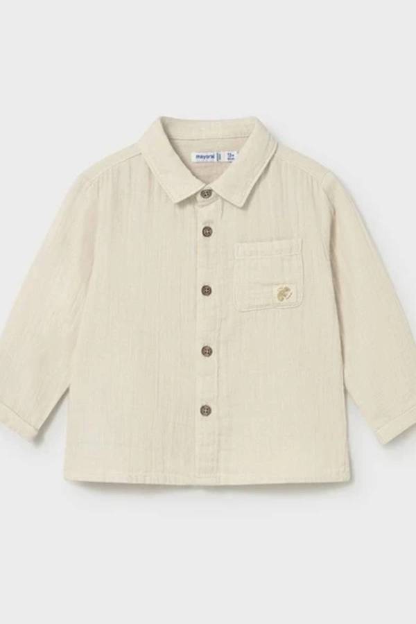 Mayoral Yazlık Erkek Bebek Uzun Kol Gömlek Bej