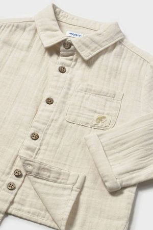 Mayoral Yazlık Erkek Bebek Uzun Kol Gömlek Bej - Thumbnail