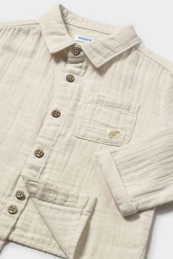Mayoral Yazlık Erkek Bebek Uzun Kol Gömlek Bej