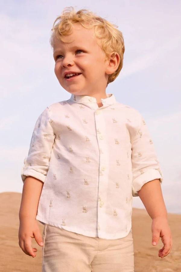 Mayoral Yazlık Erkek Bebek Uzun Kol Gömlek Ekru