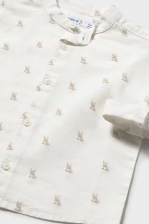 Mayoral Yazlık Erkek Bebek Uzun Kol Gömlek Ekru - Thumbnail