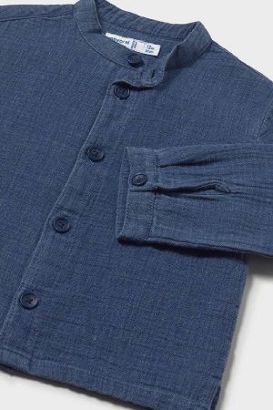 Mayoral Yazlık Erkek Bebek Uzun Kol Gömlek Lacivert - Thumbnail