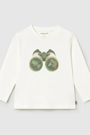 Mayoral - Mayoral Yazlık Erkek Bebek Uzun Kol T-shirt Ekru