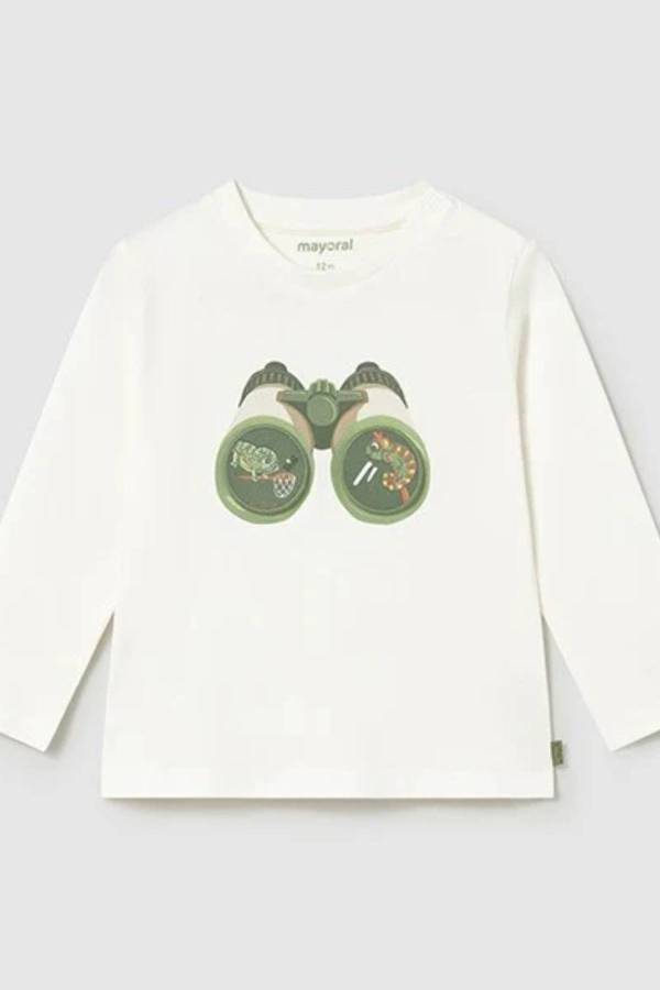 Mayoral Yazlık Erkek Bebek Uzun Kol T-shirt Ekru