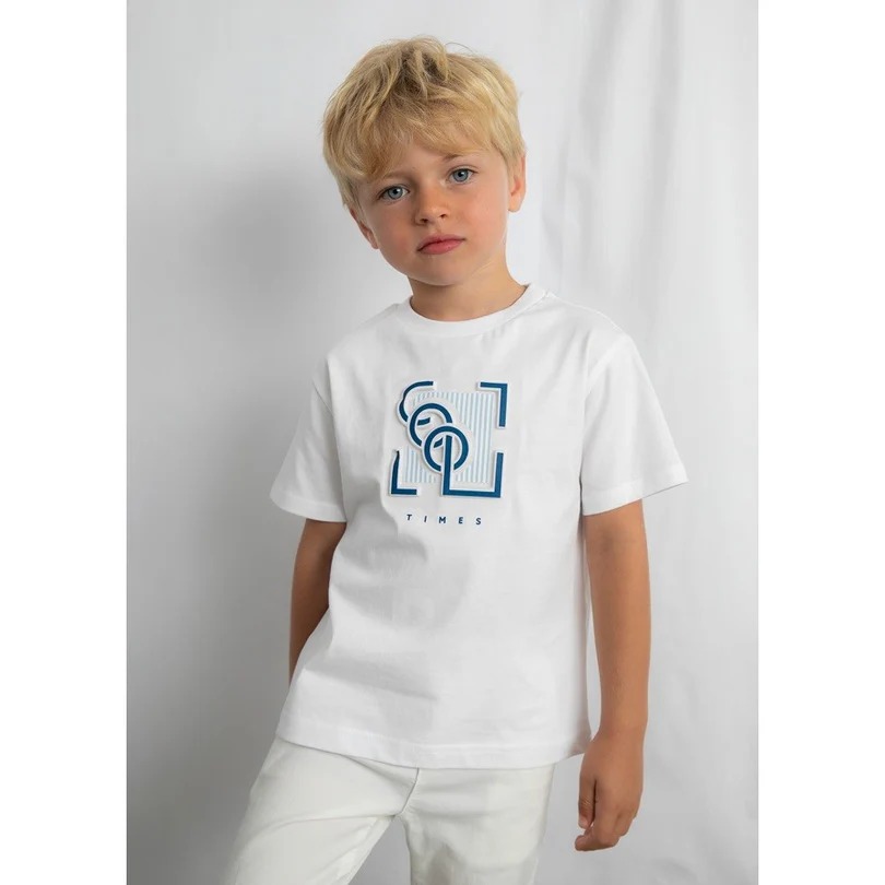 Mayoral Yazlık Erkek Kabartmalı Kısa Kol T-shirt Beyaz