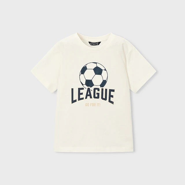 Mayoral Yazlık Erkek Kısa Kol Futbol Basklı T-shirt Ekru