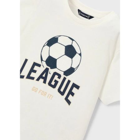 Mayoral Yazlık Erkek Kısa Kol Futbol Basklı T-shirt Ekru - Thumbnail