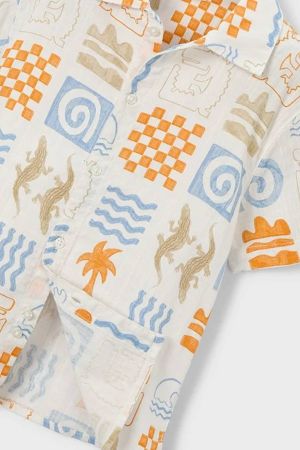 Mayoral Yazlık Erkek Kısa Kol Gömlek Ekru - Thumbnail