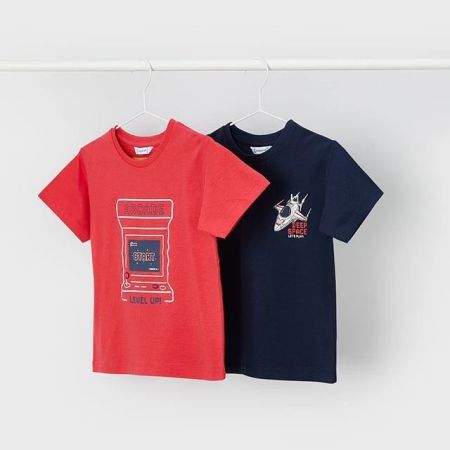 Mayoral Yazlık Erkek Kısa Kol T-shirt 2'li Set Kırmızı - Thumbnail