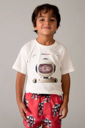 Mayoral - Mayoral Yazlık Erkek Kısa Kol T-shirt Beyaz