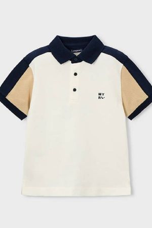 Mayoral Yazlık Erkek Polo Yaka Kısa Kol T-shirt Ekru - Thumbnail
