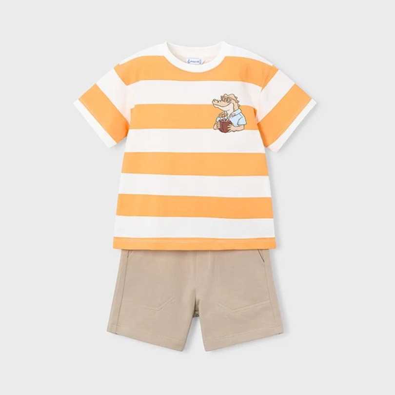 Mayoral Yazlık Erkek T-shirt Şort Set Turuncu