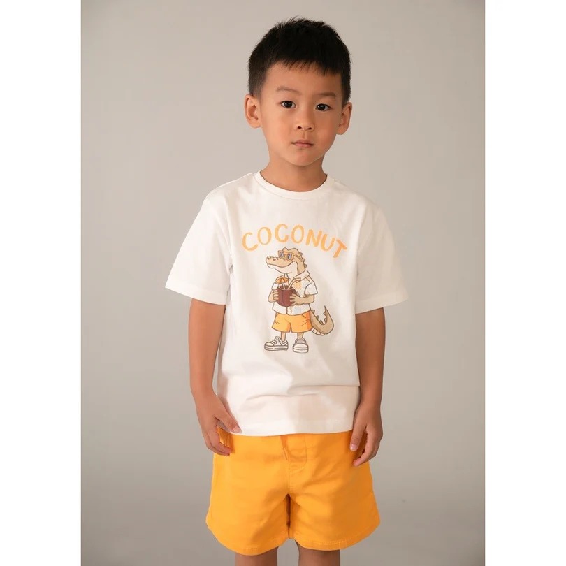 Mayoral Yazlık Erkek Timsah Desenli Kısa Kol T-shirt Ekru