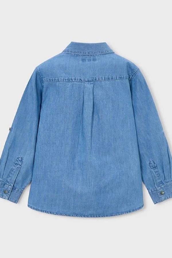 Mayoral Yazlık Erkek Uzun Kol Denim Gömlek Mavi