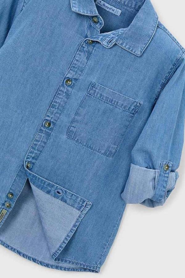 Mayoral Yazlık Erkek Uzun Kol Denim Gömlek Mavi