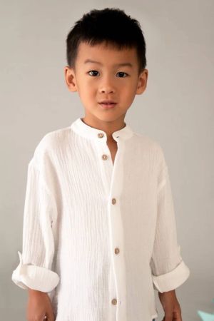 Mayoral - Mayoral Yazlık Erkek Uzun Kol Müslin Gömlek Ekru