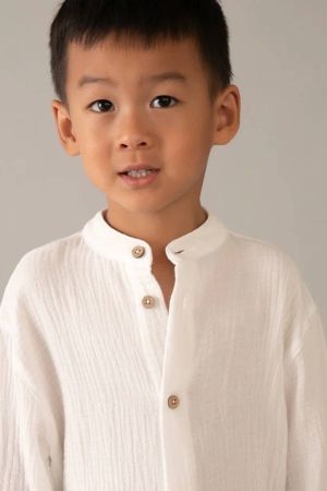 Mayoral Yazlık Erkek Uzun Kol Müslin Gömlek Ekru - Thumbnail