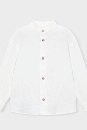 Mayoral Yazlık Erkek Uzun Kol Müslin Gömlek Ekru - Thumbnail