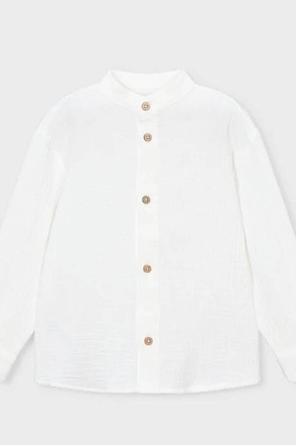Mayoral Yazlık Erkek Uzun Kol Müslin Gömlek Ekru