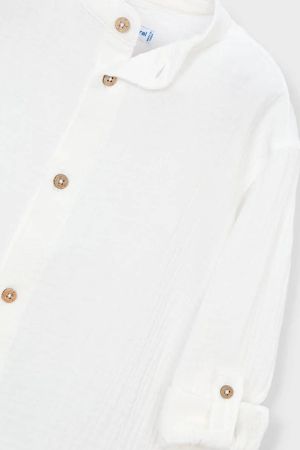 Mayoral Yazlık Erkek Uzun Kol Müslin Gömlek Ekru - Thumbnail