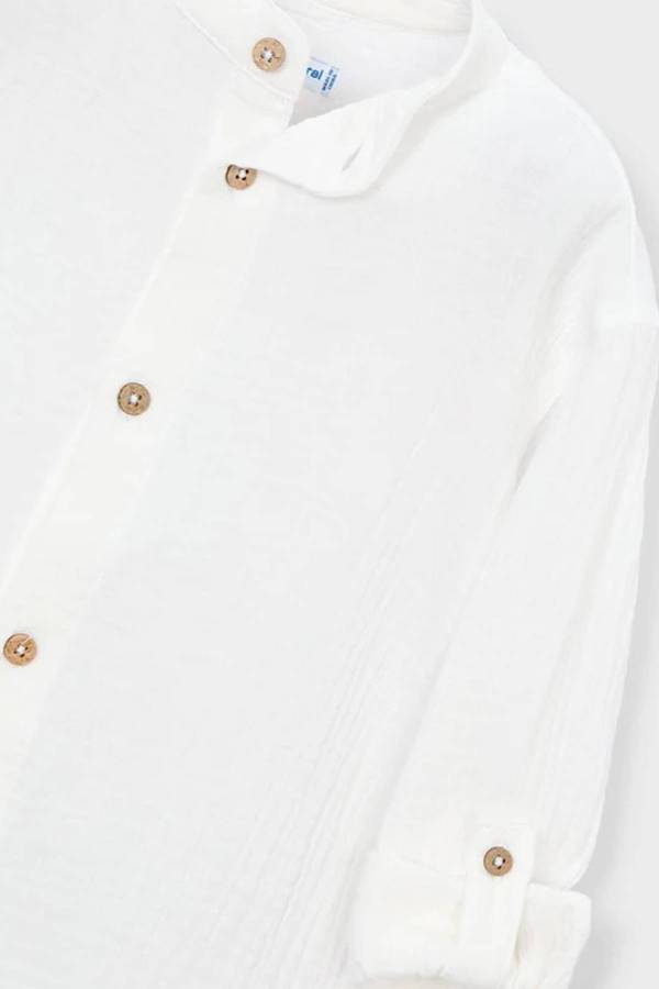 Mayoral Yazlık Erkek Uzun Kol Müslin Gömlek Ekru