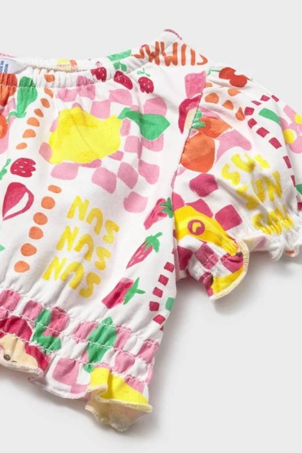 Mayoral Yazlık Kız Bebek Bluz Etek Bandana 3'lü Set