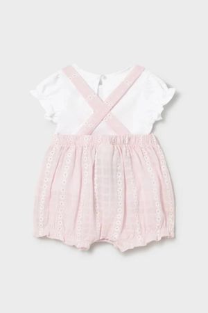 Mayoral Yazlık Kız Bebek Bluz Kısa Tulum Set Pembe - Thumbnail