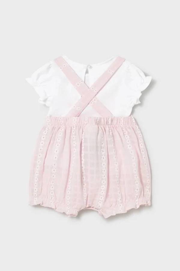 Mayoral Yazlık Kız Bebek Bluz Kısa Tulum Set Pembe