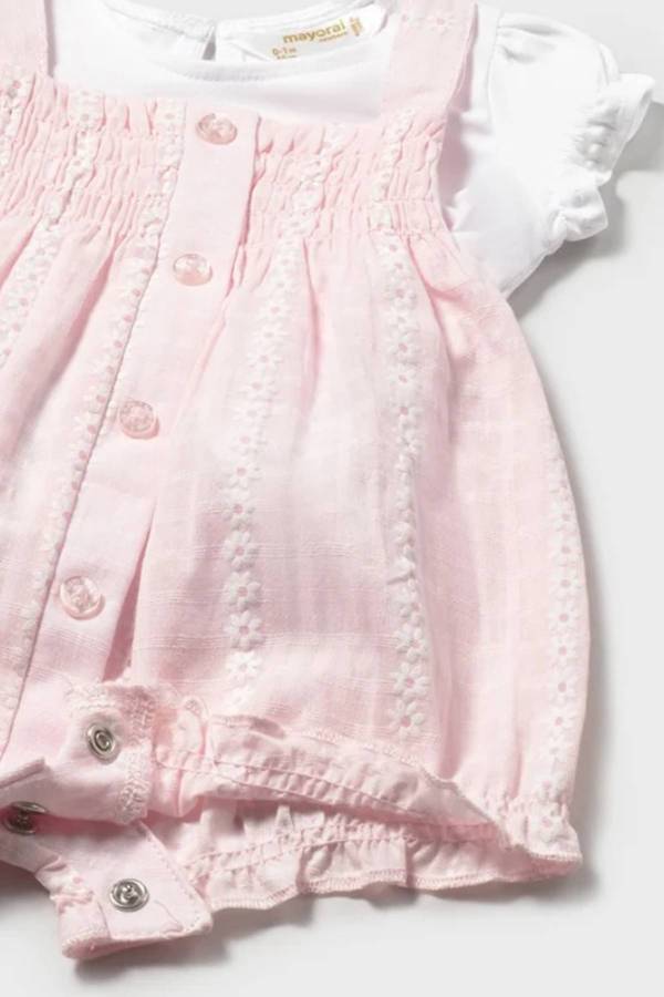 Mayoral Yazlık Kız Bebek Bluz Kısa Tulum Set Pembe
