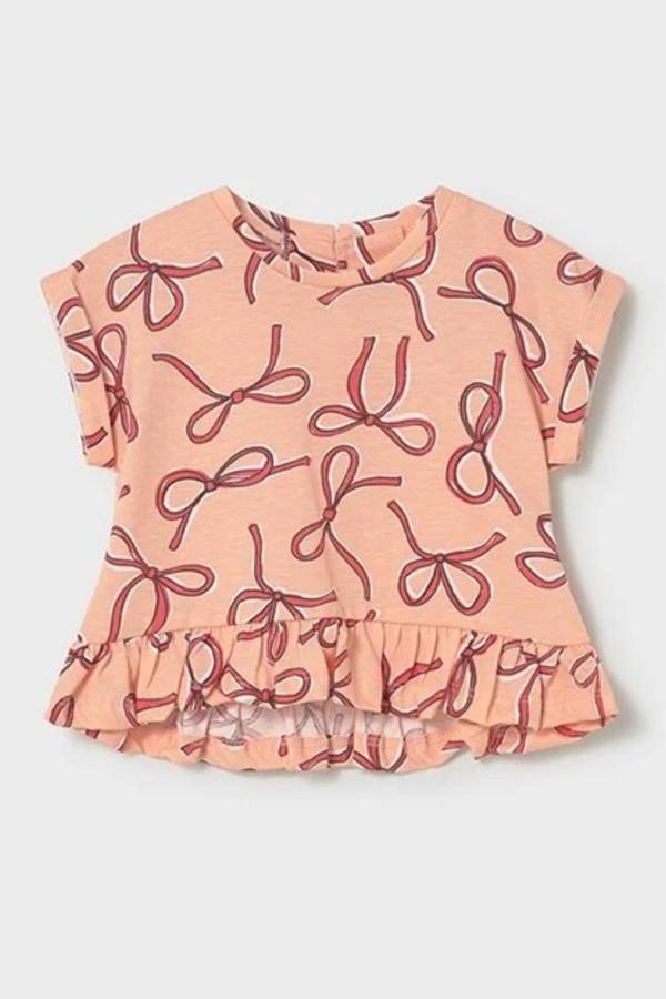 Mayoral Yazlık Kız Bebek Bluz Şort 3'lü Set Turuncu