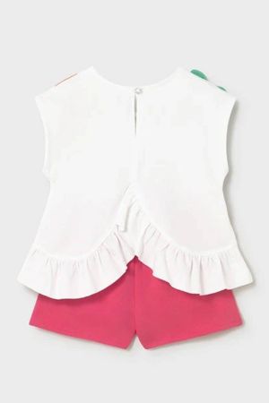 Mayoral Yazlık Kız Bebek Bluz Şort Set Beyaz - Thumbnail