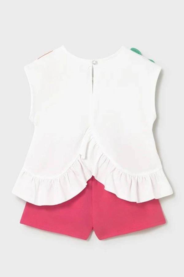 Mayoral Yazlık Kız Bebek Bluz Şort Set Beyaz