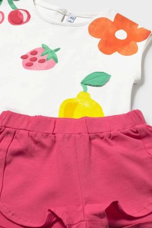 Mayoral Yazlık Kız Bebek Bluz Şort Set Beyaz - Thumbnail