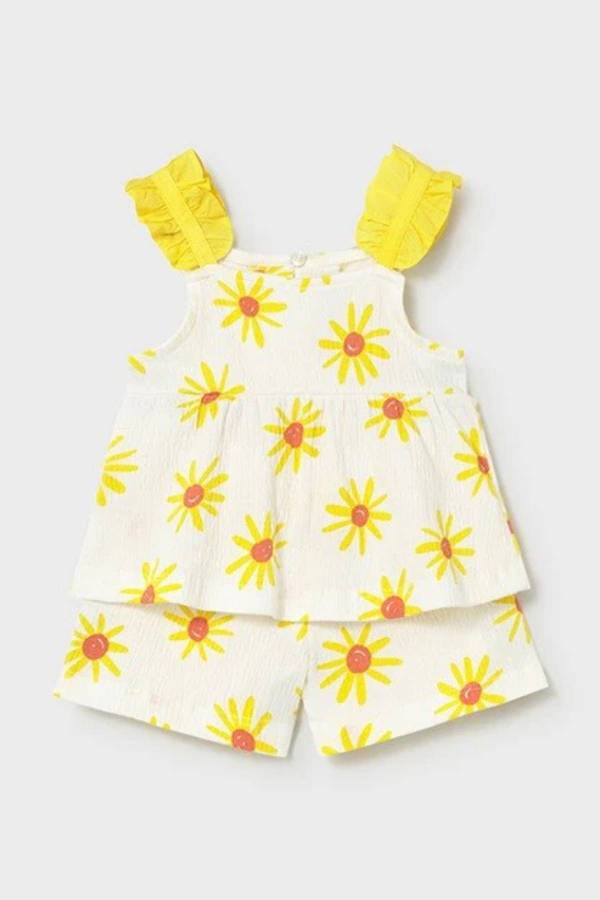 Mayoral Yazlık Kız Bebek Bluz Şort Set Sarı
