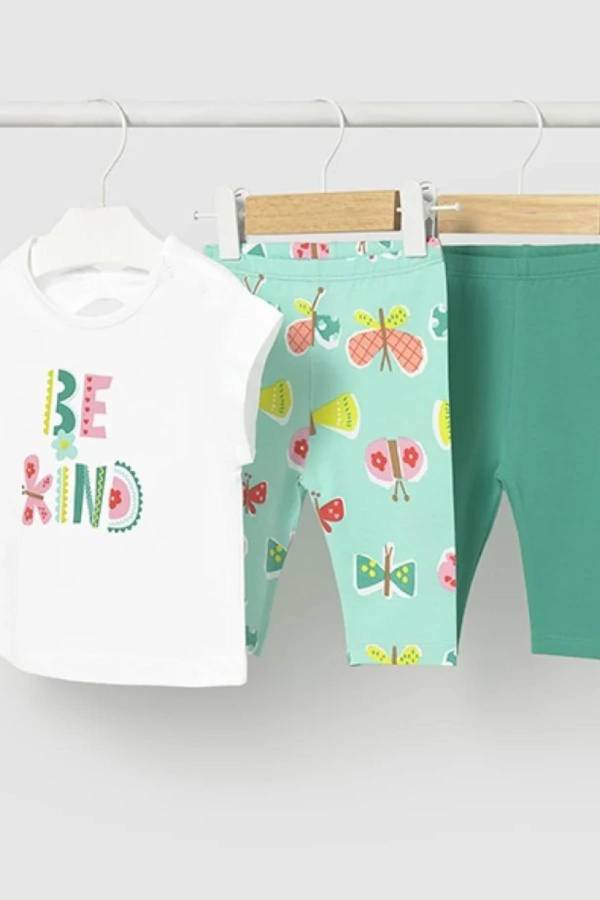 Mayoral Yazlık Kız Bebek Bluz Tayt 3'lü Set Yeşil