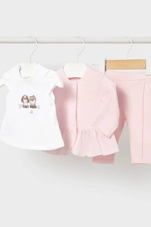 Mayoral - Mayoral Yazlık Kız Bebek Bluz Tayt Ceket 3'lü Set Pembe